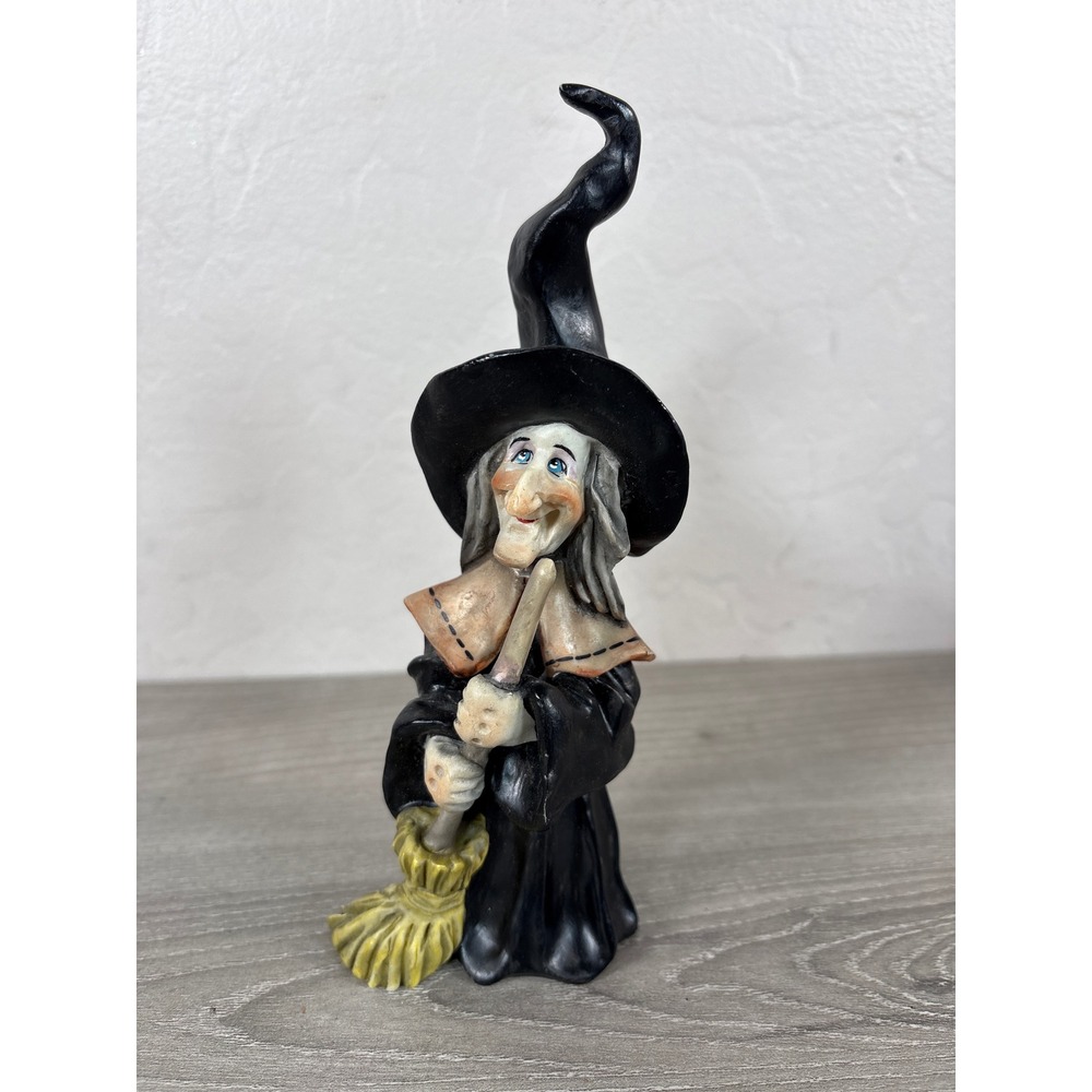 Allyson Nagel 1995 Signed Witch Figurine Halloween Decor Vintage Hand Painted